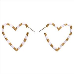 NWOT Anthro BaubleBar White Heart Hoop Earrings